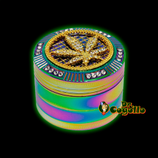 GRINDER BLING BLING HOJA RAINBOW 4 PARTES 50 MM - Dr.Cogollo Grow Shop