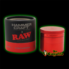 GRINDER ALUMINIO 4 PARTES RAW HAMMERCRAFT ROJO 50MM.
