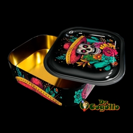 CAJA METAL CON BANDEJA PARA LIAR MEXICAN SKULL 18x14x5 CM